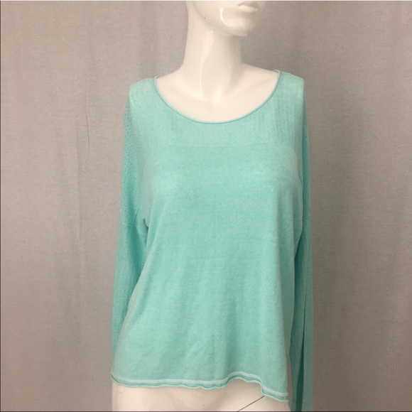 Size Large Two By Vince Teal Wide Neck Sweater - Picture 7 of 7